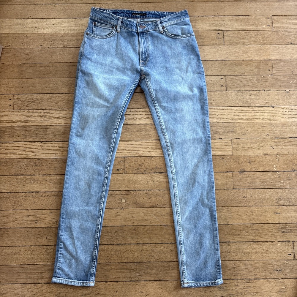 Nudie Jeans Skinny Lin Jeans Size 32x32 Indigo Victim Organic Cotton Stretch